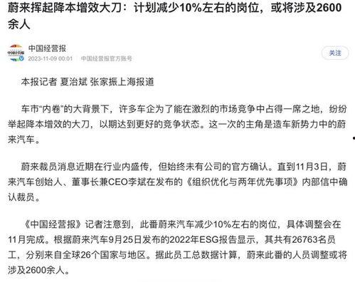 蔚来被裁员工爆料了吗最新消息,揭秘裁员内幕与员工心声